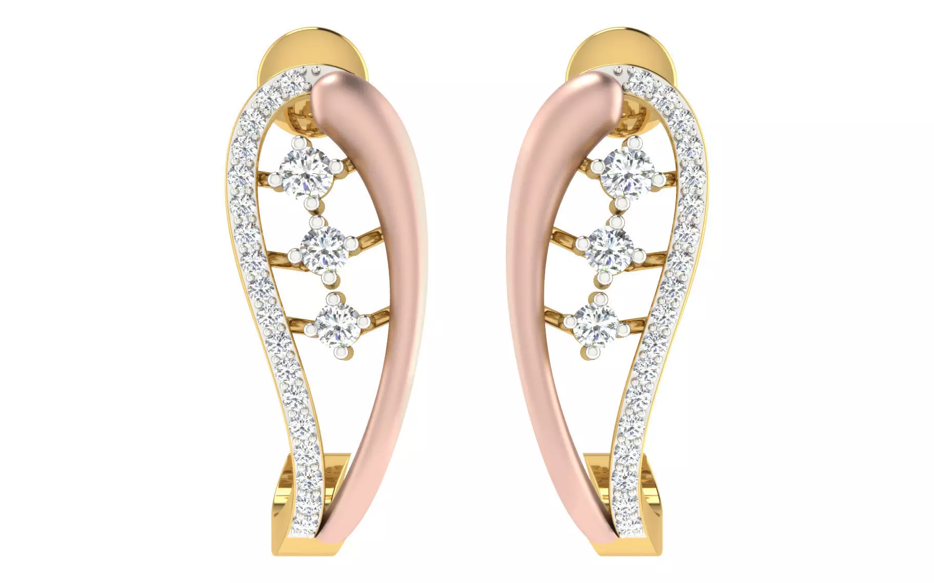 Solitaire Women Drop Earring 3dm STL OBJ FBX Render Details 3D print model_0