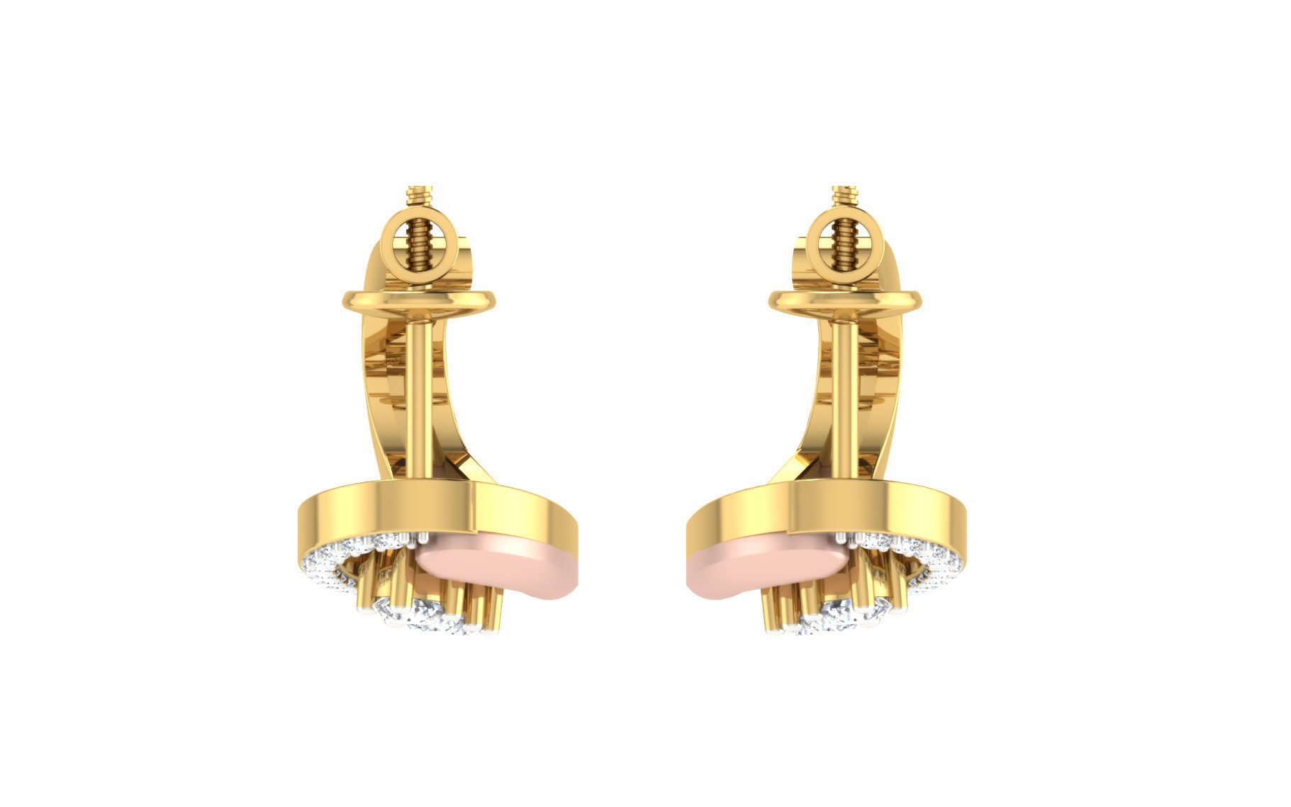 Solitaire Women Drop Earring 3dm STL OBJ FBX Render Details 3D print model_6