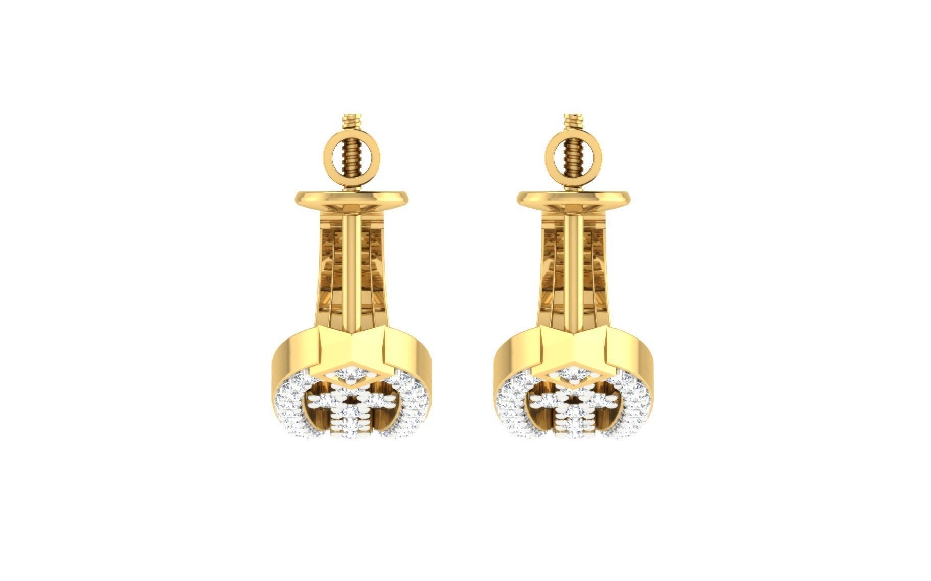 Solitaire Women Drop Earring 3dm STL OBJ FBX Render Details 3D print model_7
