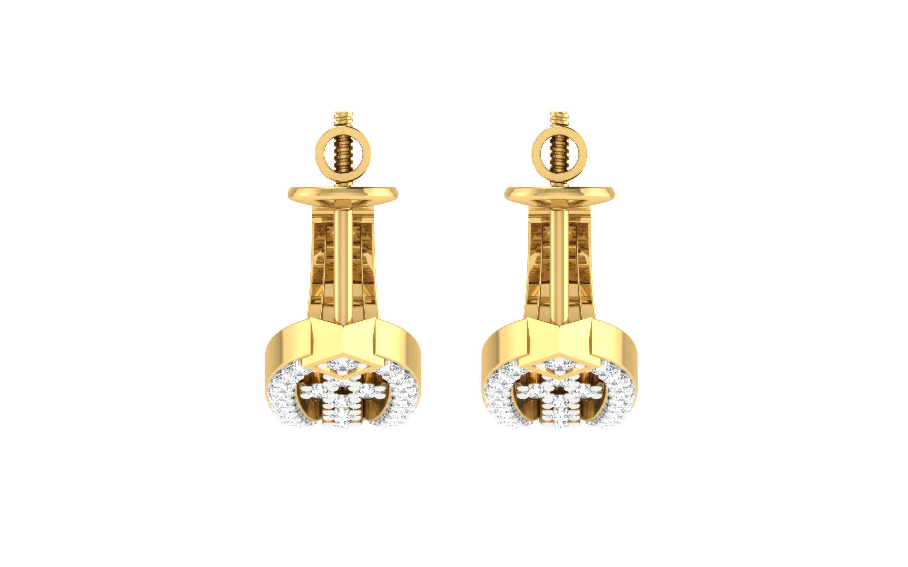 Solitaire Women Drop Earring 3dm STL OBJ FBX Render Details 3D print model_6