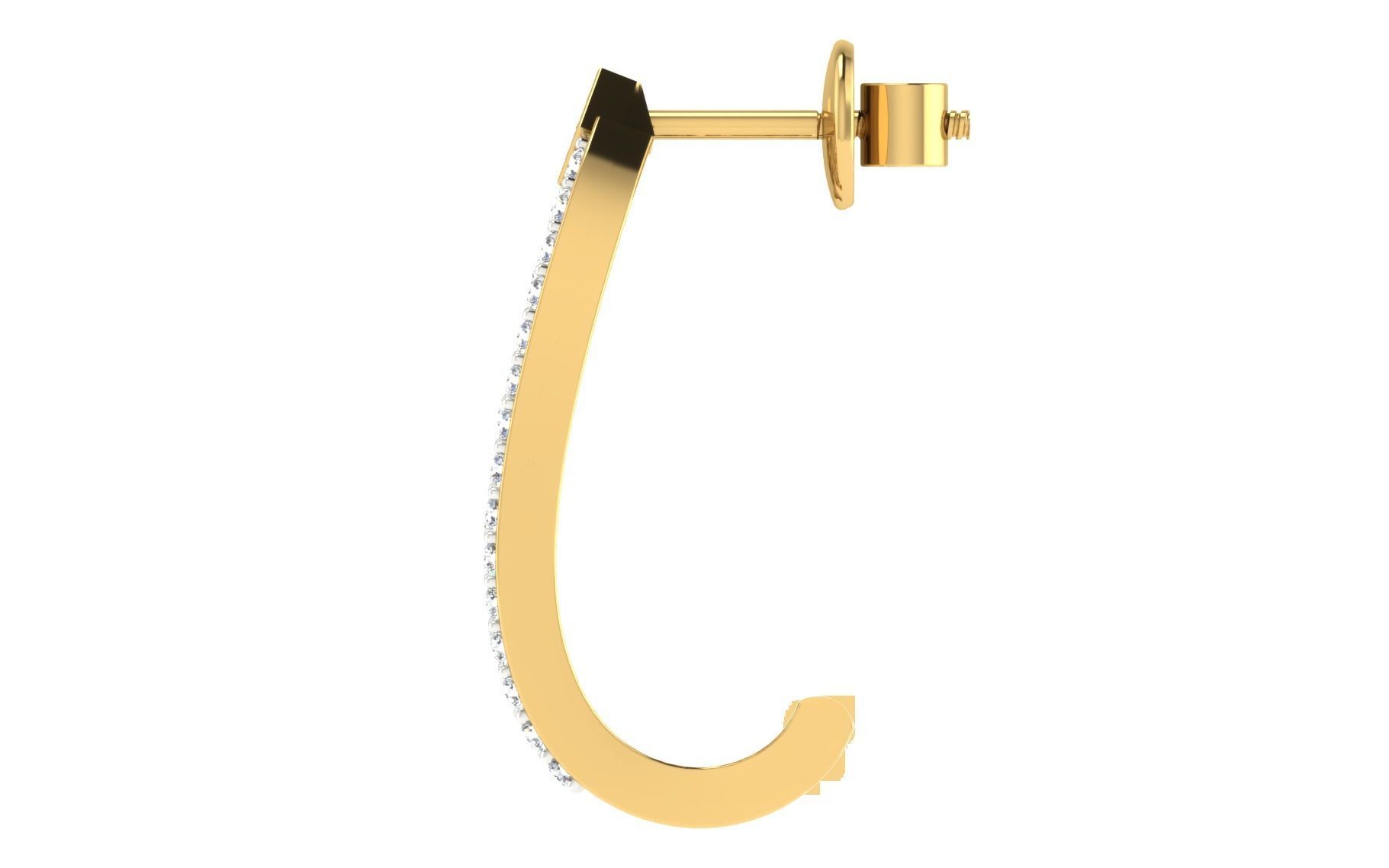 Solitaire Women Drop Earring 3dm STL OBJ FBX Render Details 3D print model_5