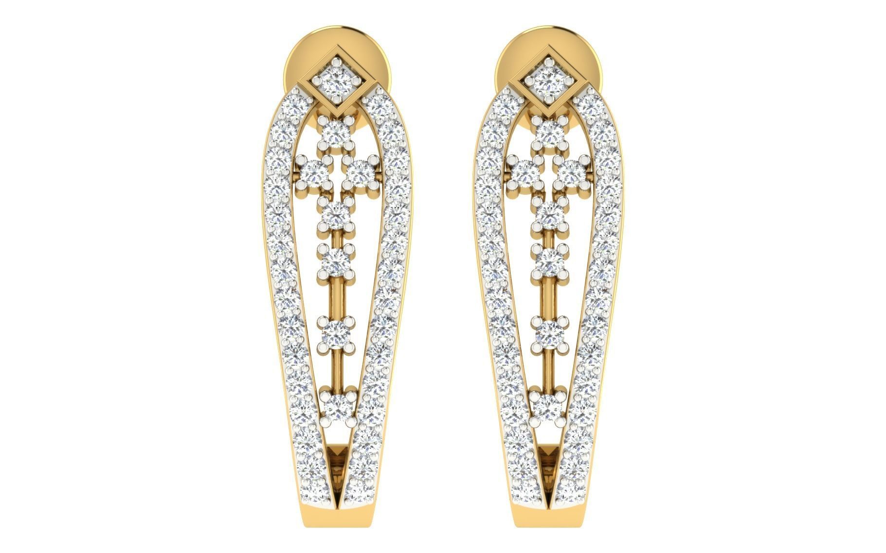 Solitaire Women Drop Earring 3dm STL OBJ FBX Render Details 3D print model_3
