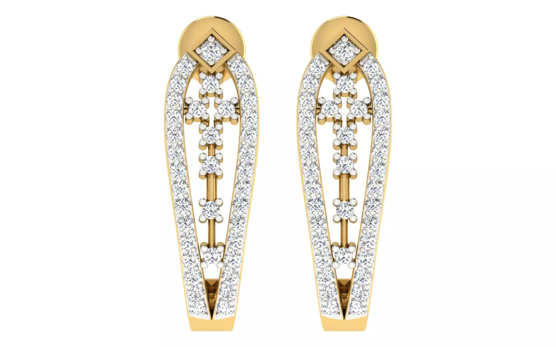 Solitaire Women Drop Earring 3dm STL OBJ FBX Render Details 3D print model_0