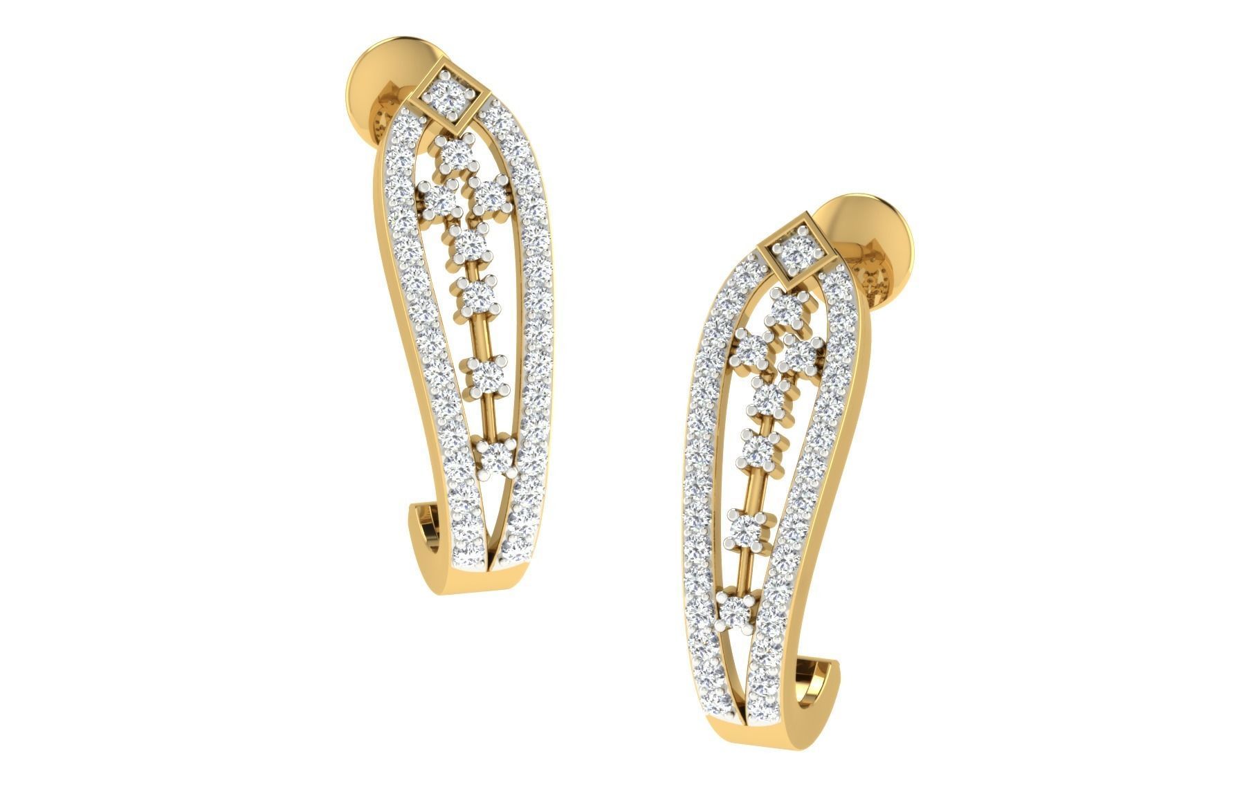 Solitaire Women Drop Earring 3dm STL OBJ FBX Render Details 3D print model_2