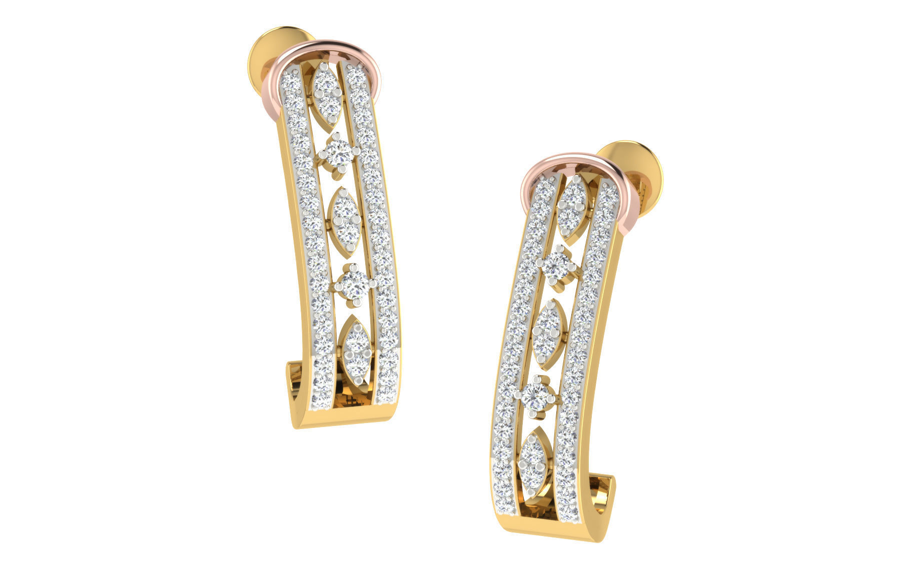 Solitaire Women Drop Earring 3dm STL OBJ FBX Render Details 3D print model_1