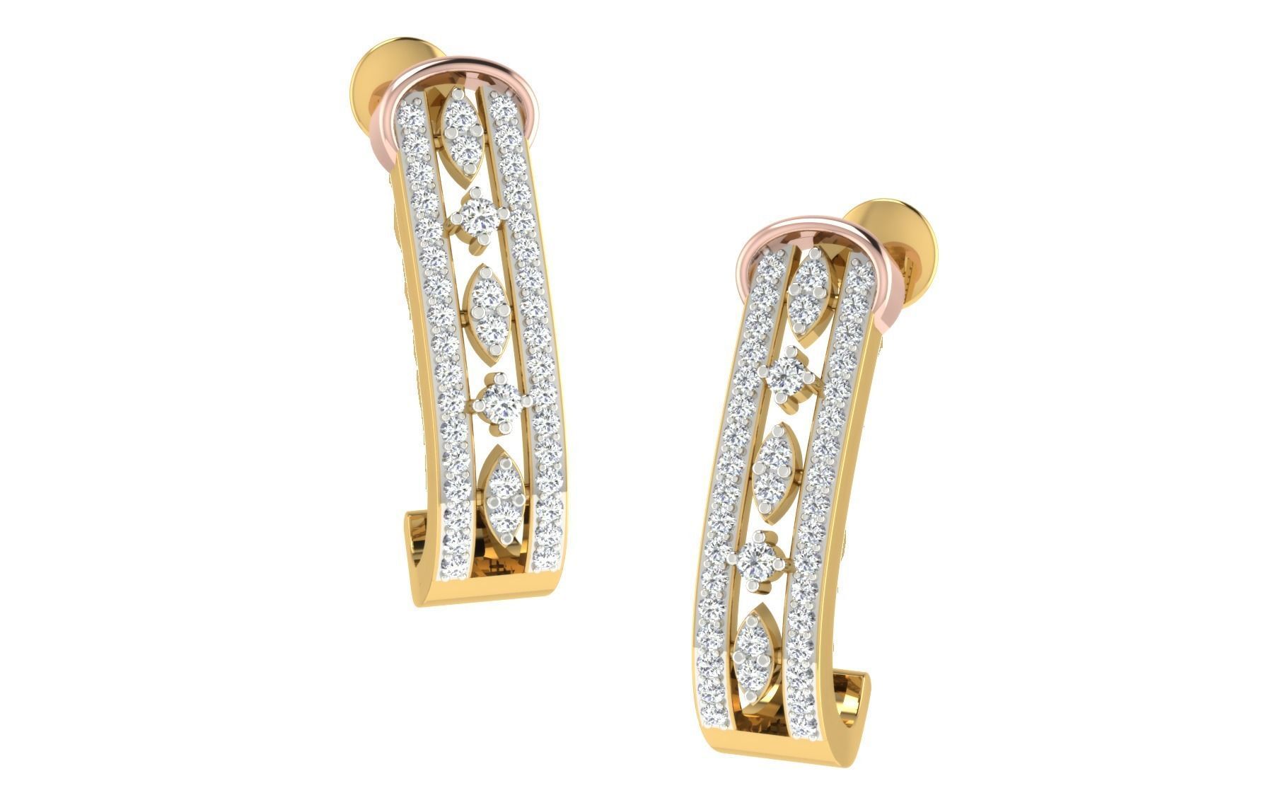 Solitaire Women Drop Earring 3dm STL OBJ FBX Render Details 3D print model_2