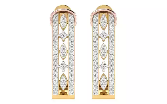 Solitaire Women Drop Earring 3dm STL OBJ FBX Render Details 3D print model