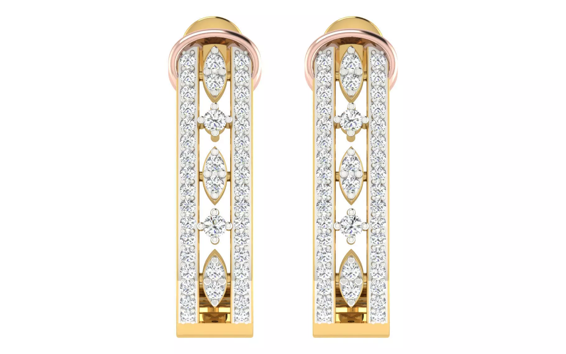 Solitaire Women Drop Earring 3dm STL OBJ FBX Render Details 3D print model_0