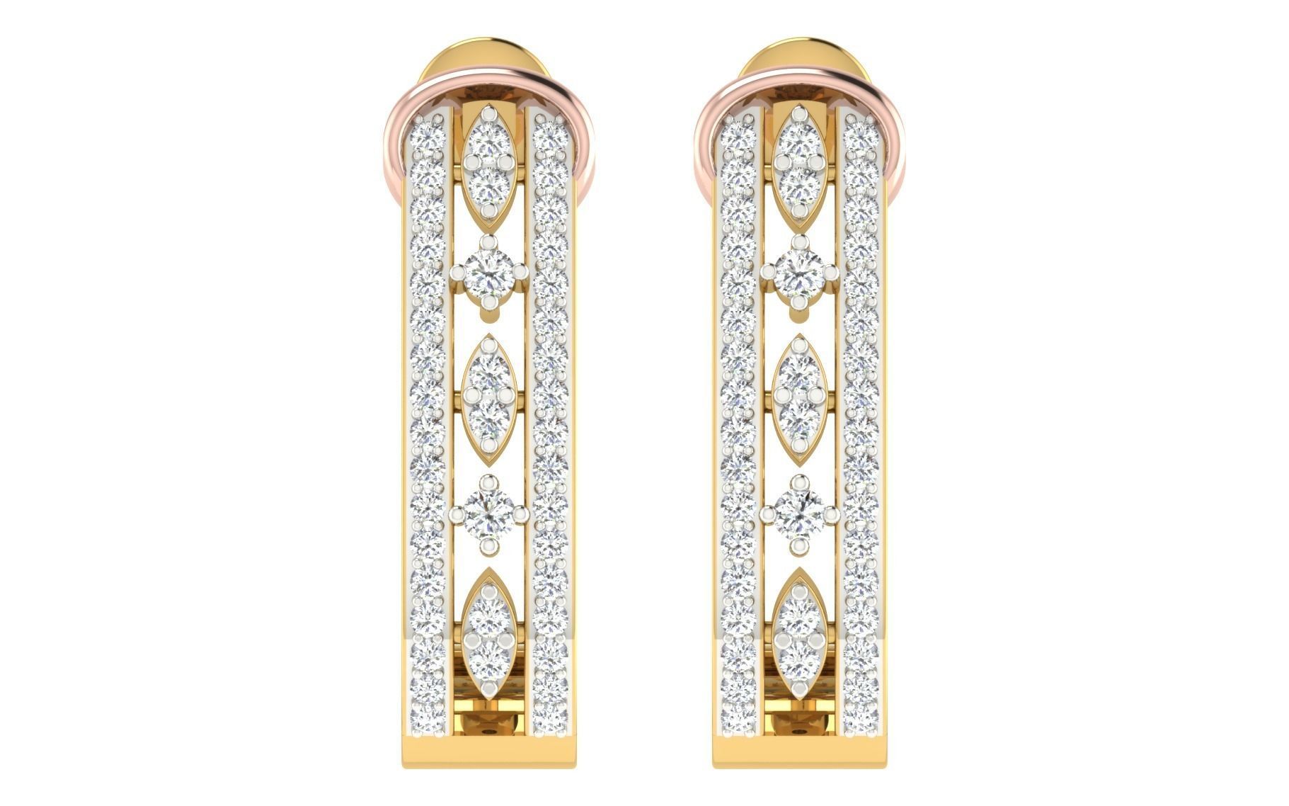 Solitaire Women Drop Earring 3dm STL OBJ FBX Render Details 3D print model_3