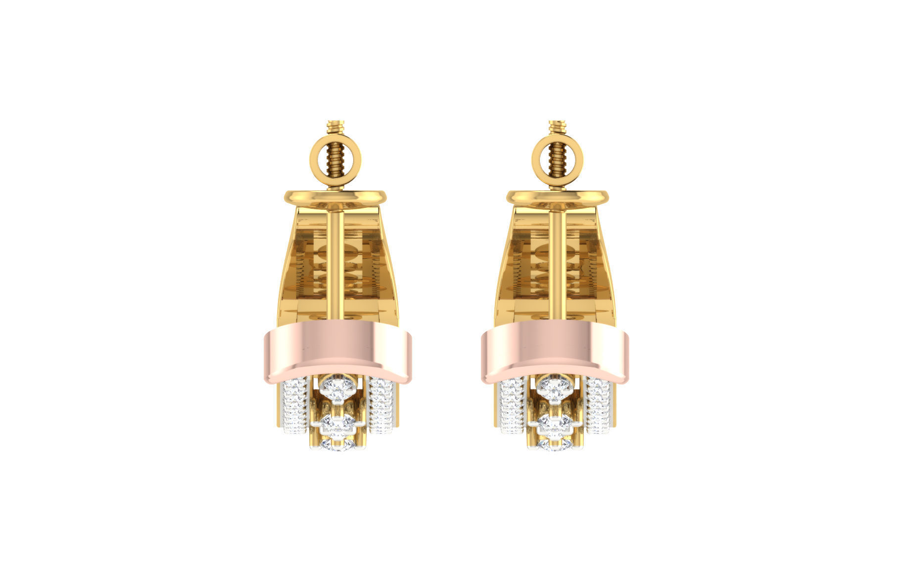 Solitaire Women Drop Earring 3dm STL OBJ FBX Render Details 3D print model_6