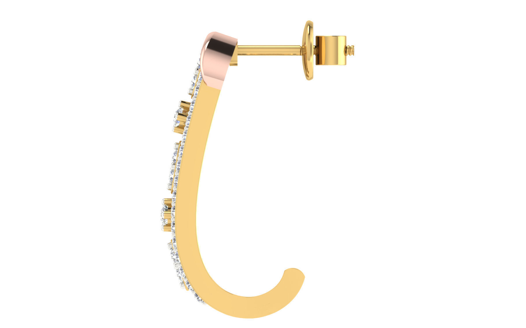 Solitaire Women Drop Earring 3dm STL OBJ FBX Render Details 3D print model_4