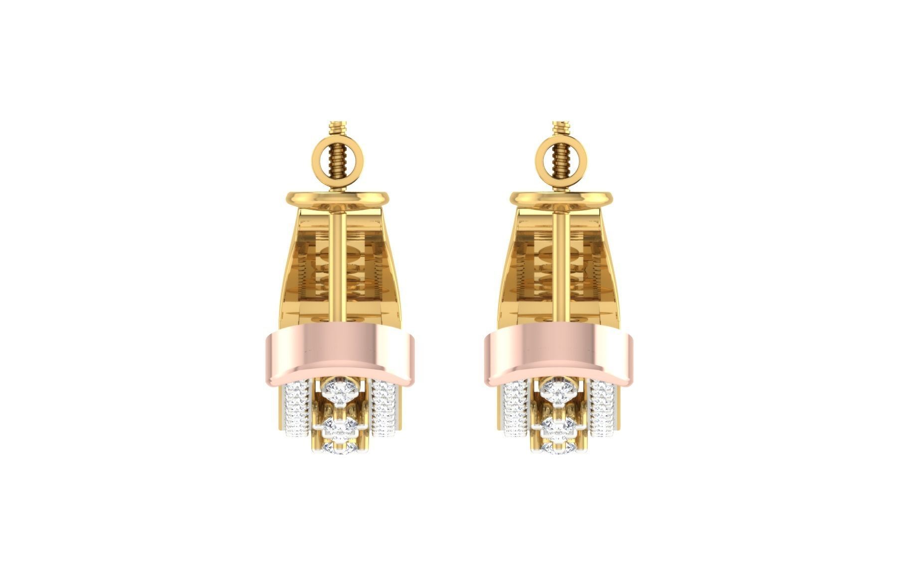 Solitaire Women Drop Earring 3dm STL OBJ FBX Render Details 3D print model_7