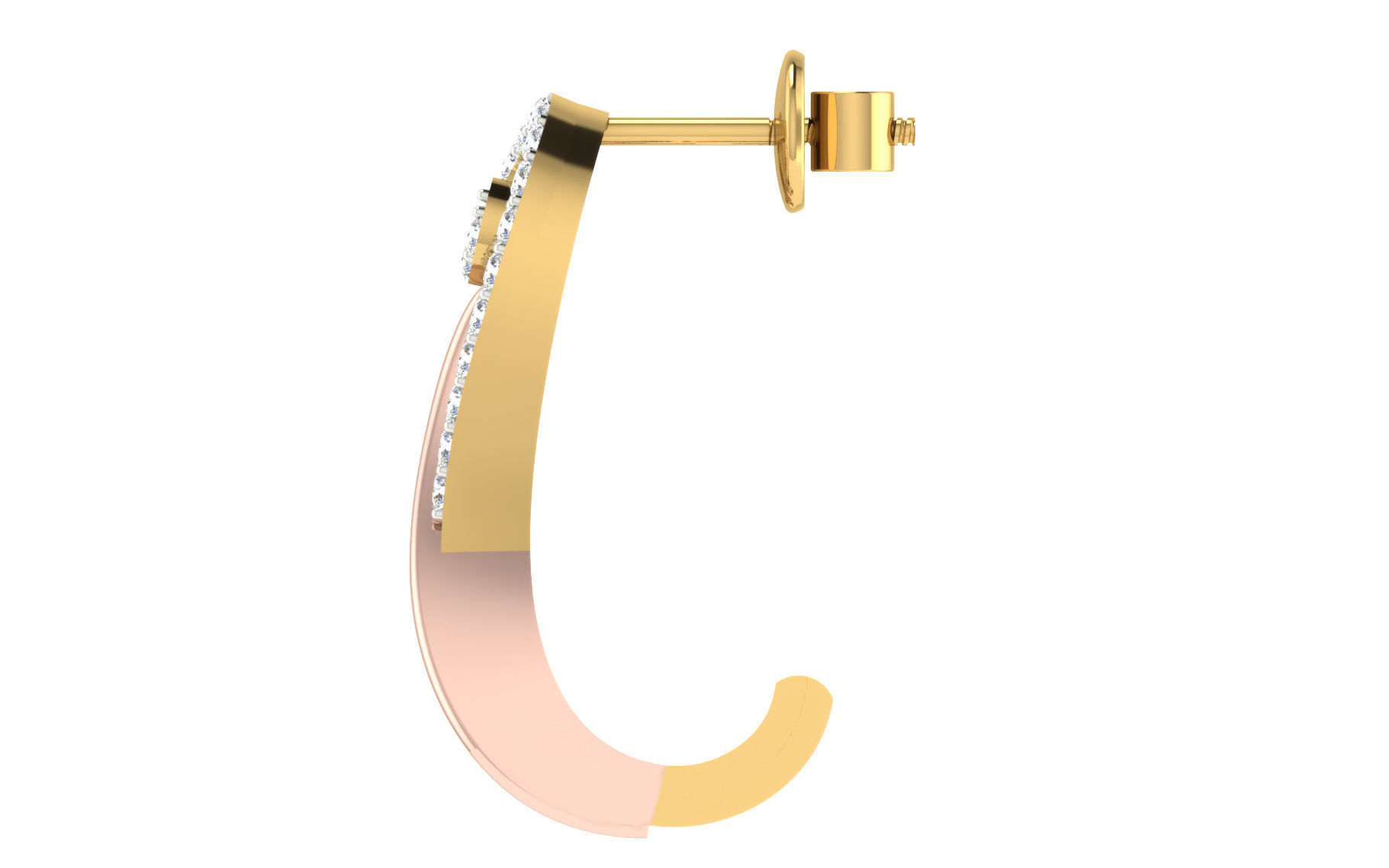 Solitaire Women Drop Earring 3dm STL OBJ FBX Render Details 3D print model_4