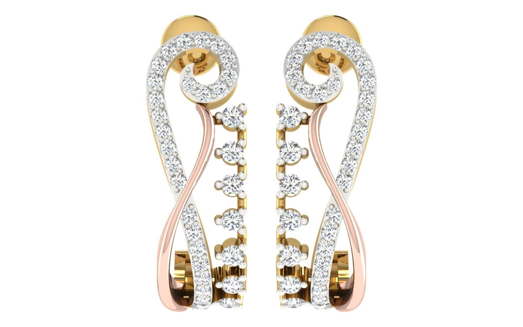 Solitaire Women Drop Earring 3dm STL OBJ FBX Render Details 3D print model_3