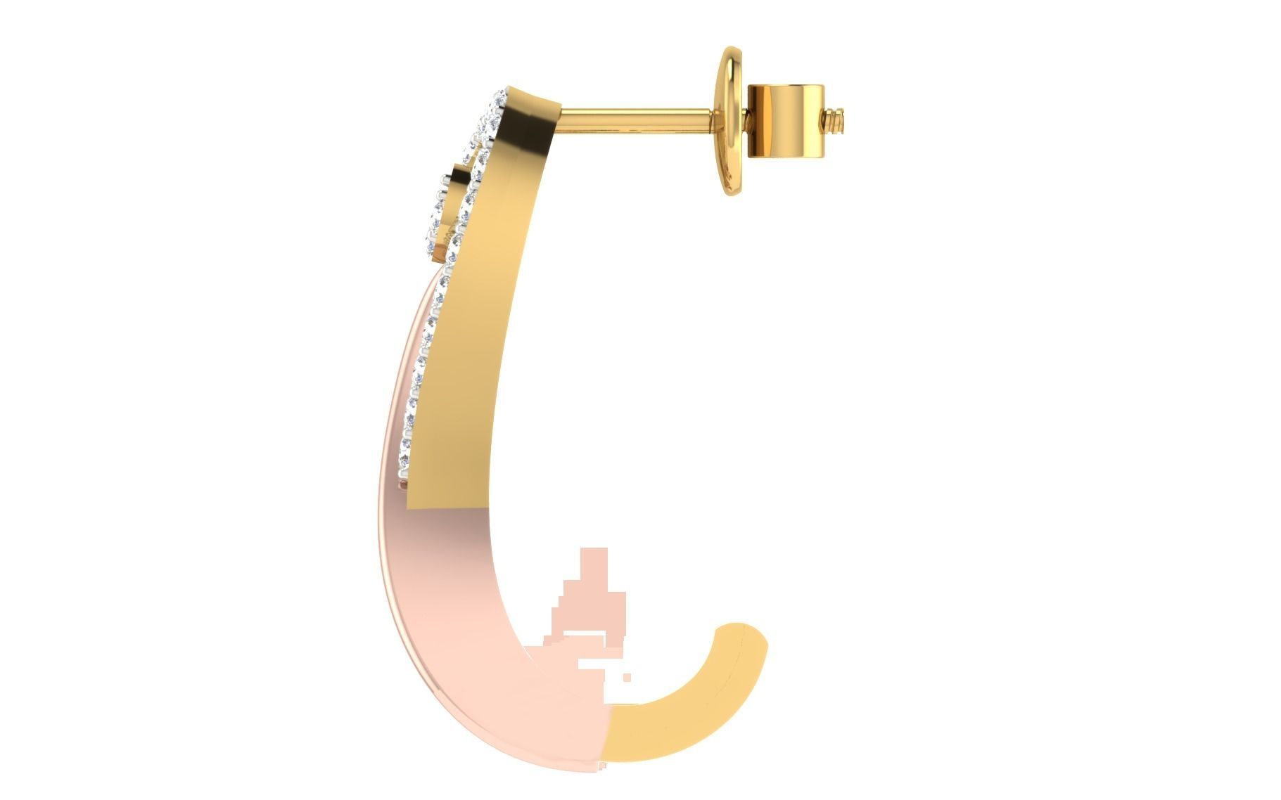 Solitaire Women Drop Earring 3dm STL OBJ FBX Render Details 3D print model_5