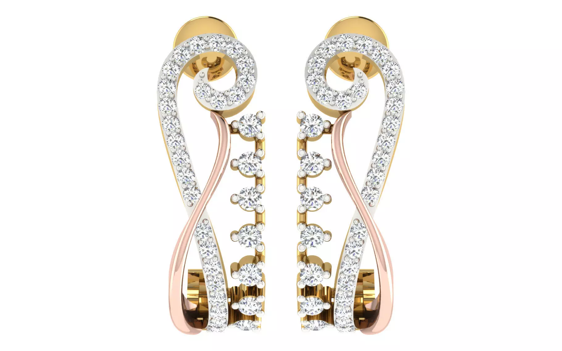 Solitaire Women Drop Earring 3dm STL OBJ FBX Render Details 3D print model_0