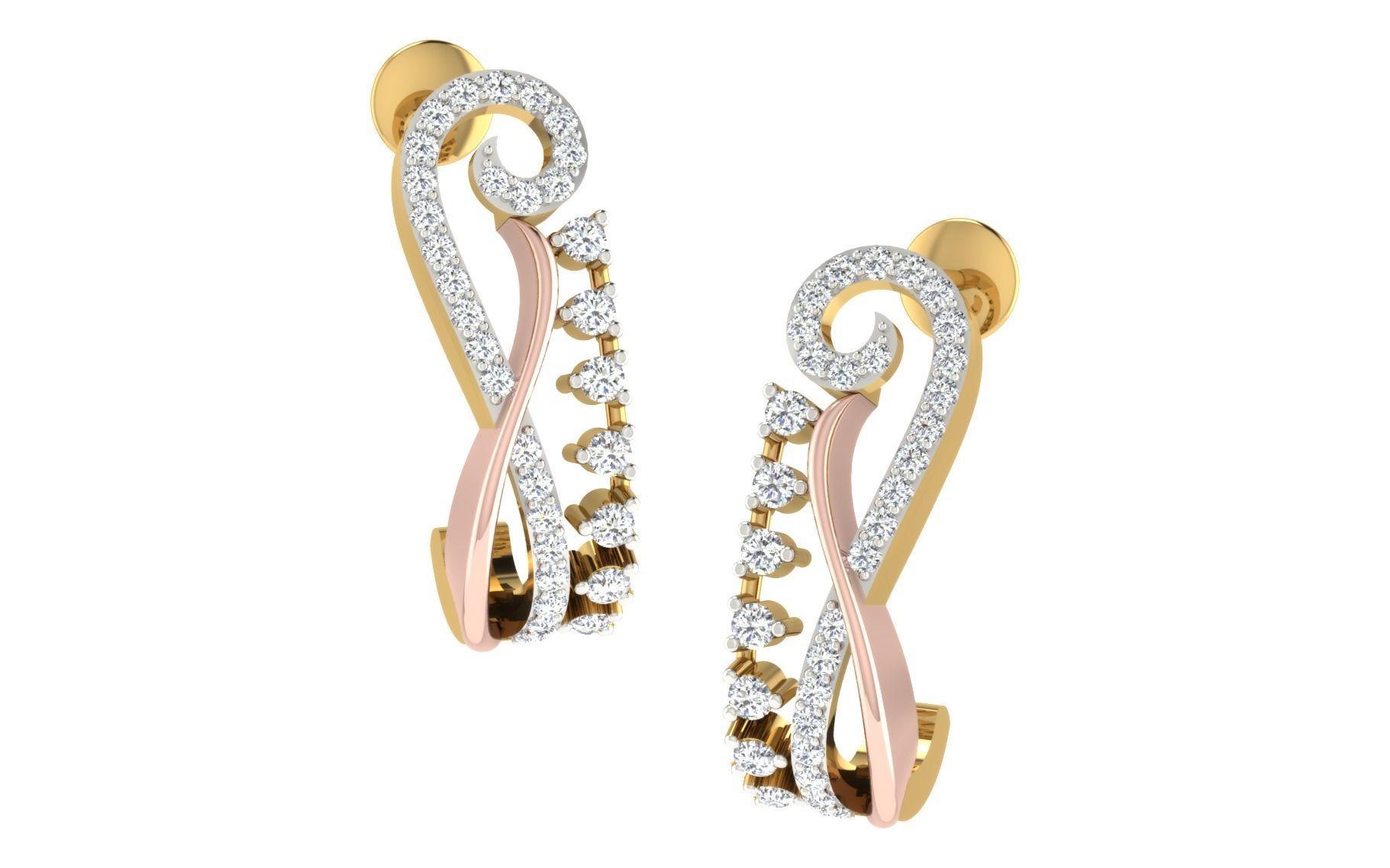 Solitaire Women Drop Earring 3dm STL OBJ FBX Render Details 3D print model_2