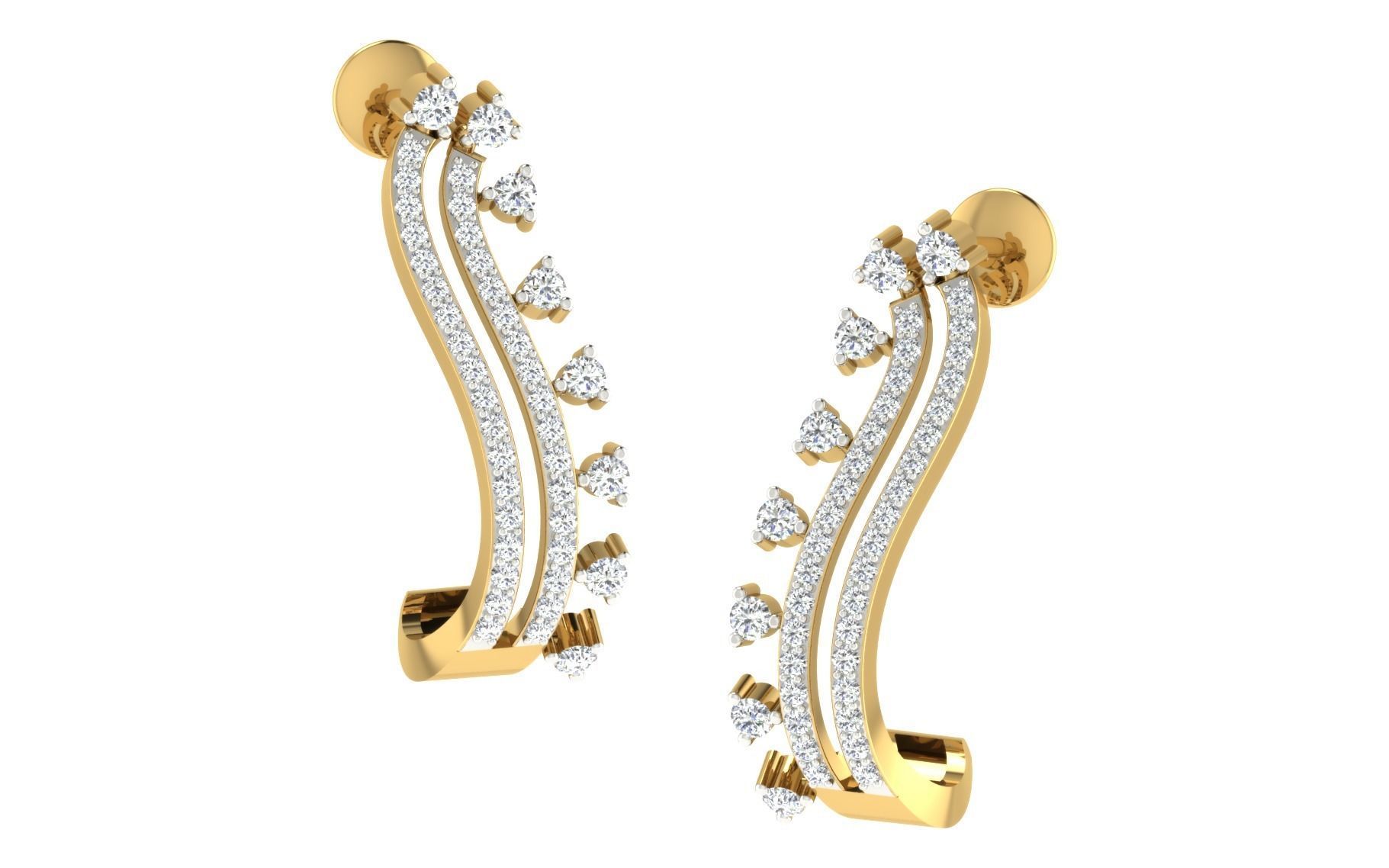 Solitaire Women Drop Earring 3dm STL OBJ FBX Render Details 3D print model_2