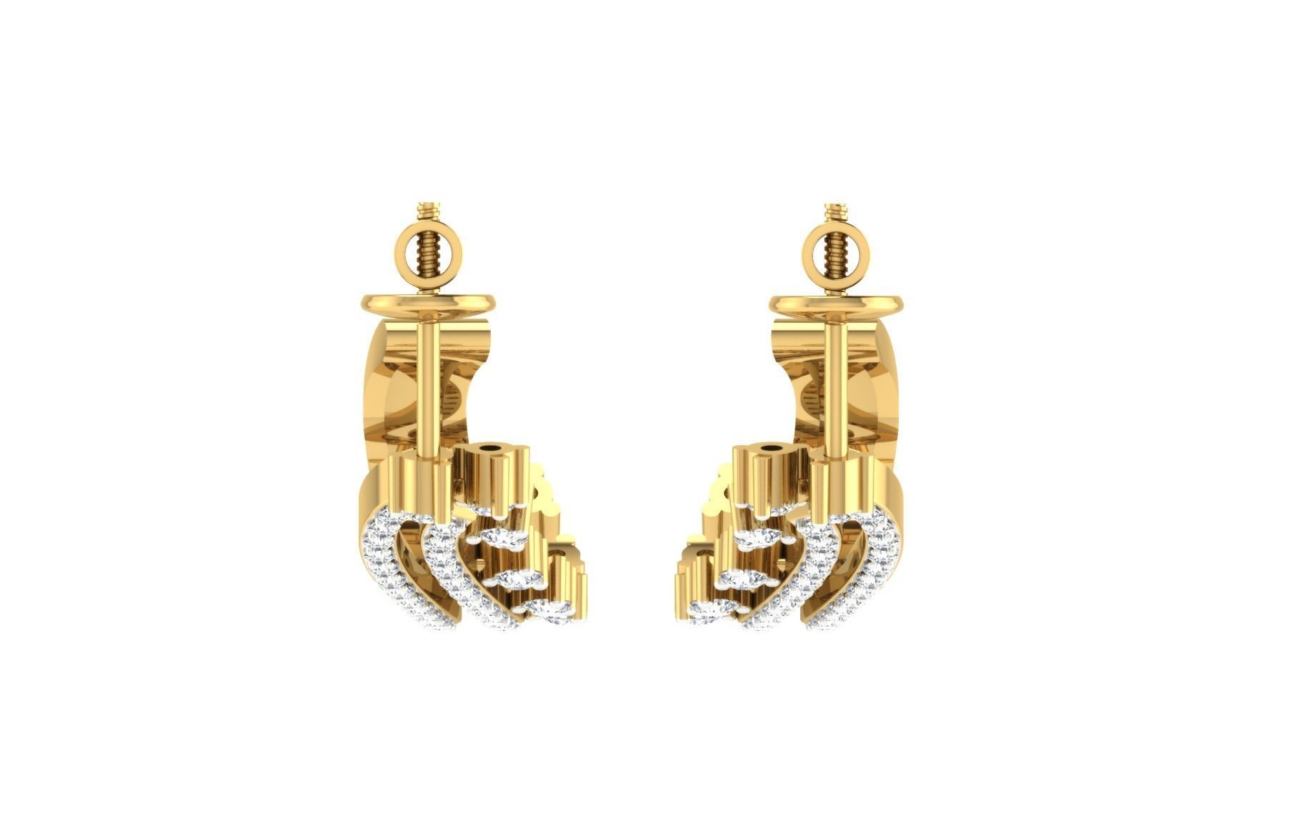 Solitaire Women Drop Earring 3dm STL OBJ FBX Render Details 3D print model_7