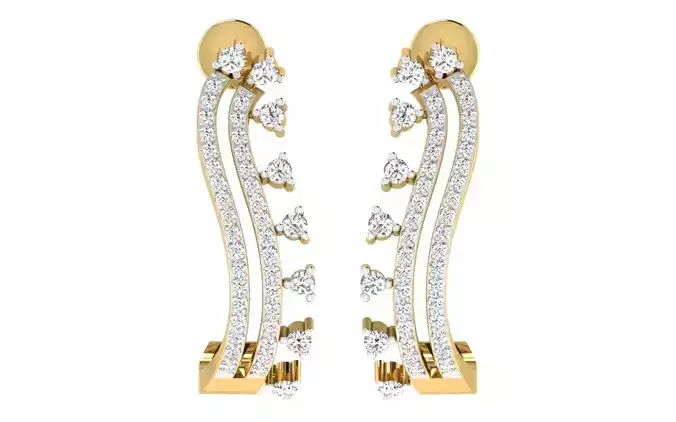 Solitaire Women Drop Earring 3dm STL OBJ FBX Render Details 3D print model