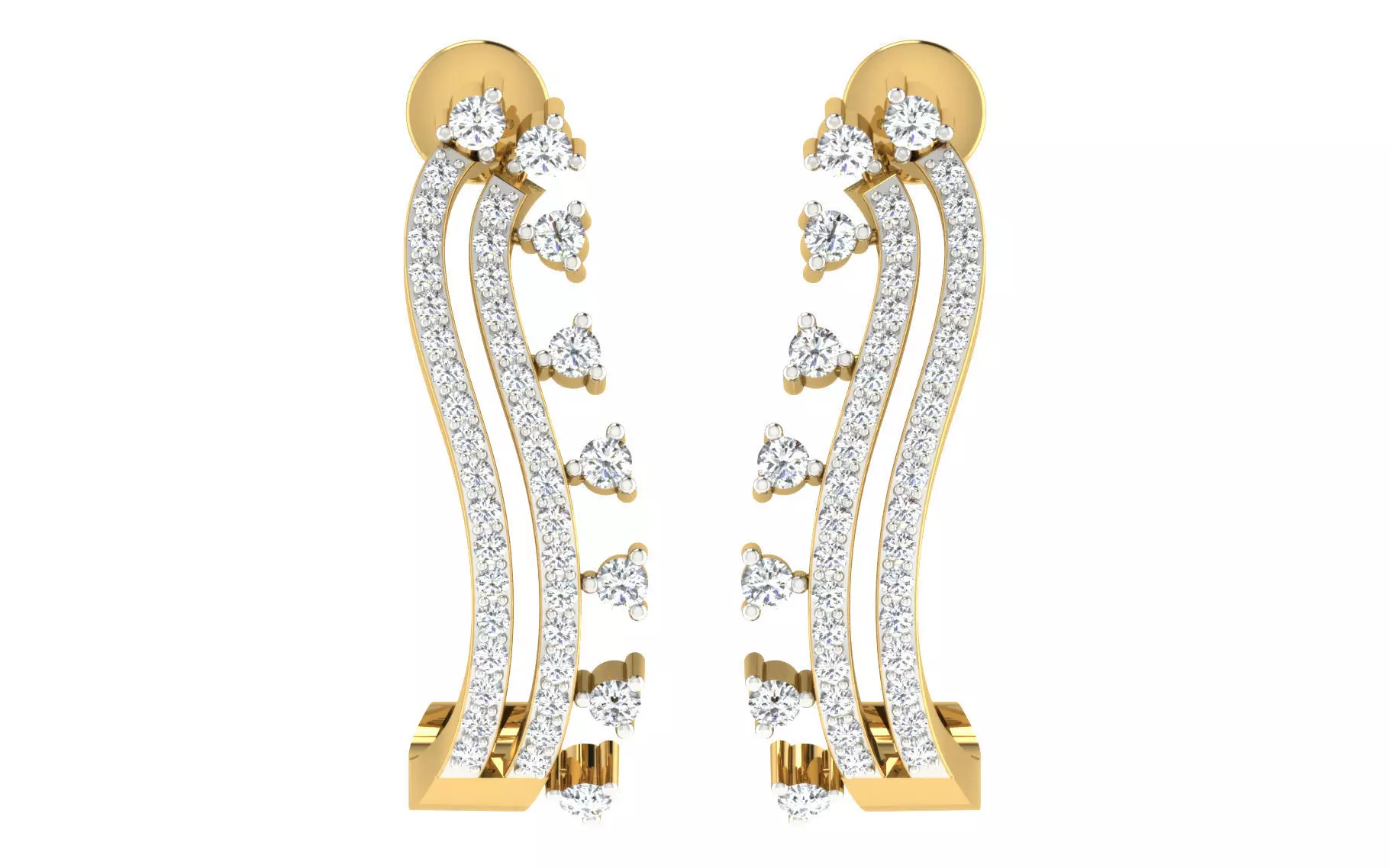 Solitaire Women Drop Earring 3dm STL OBJ FBX Render Details 3D print model_0