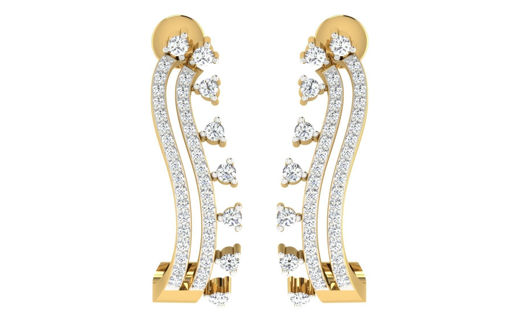 Solitaire Women Drop Earring 3dm STL OBJ FBX Render Details 3D print model_3