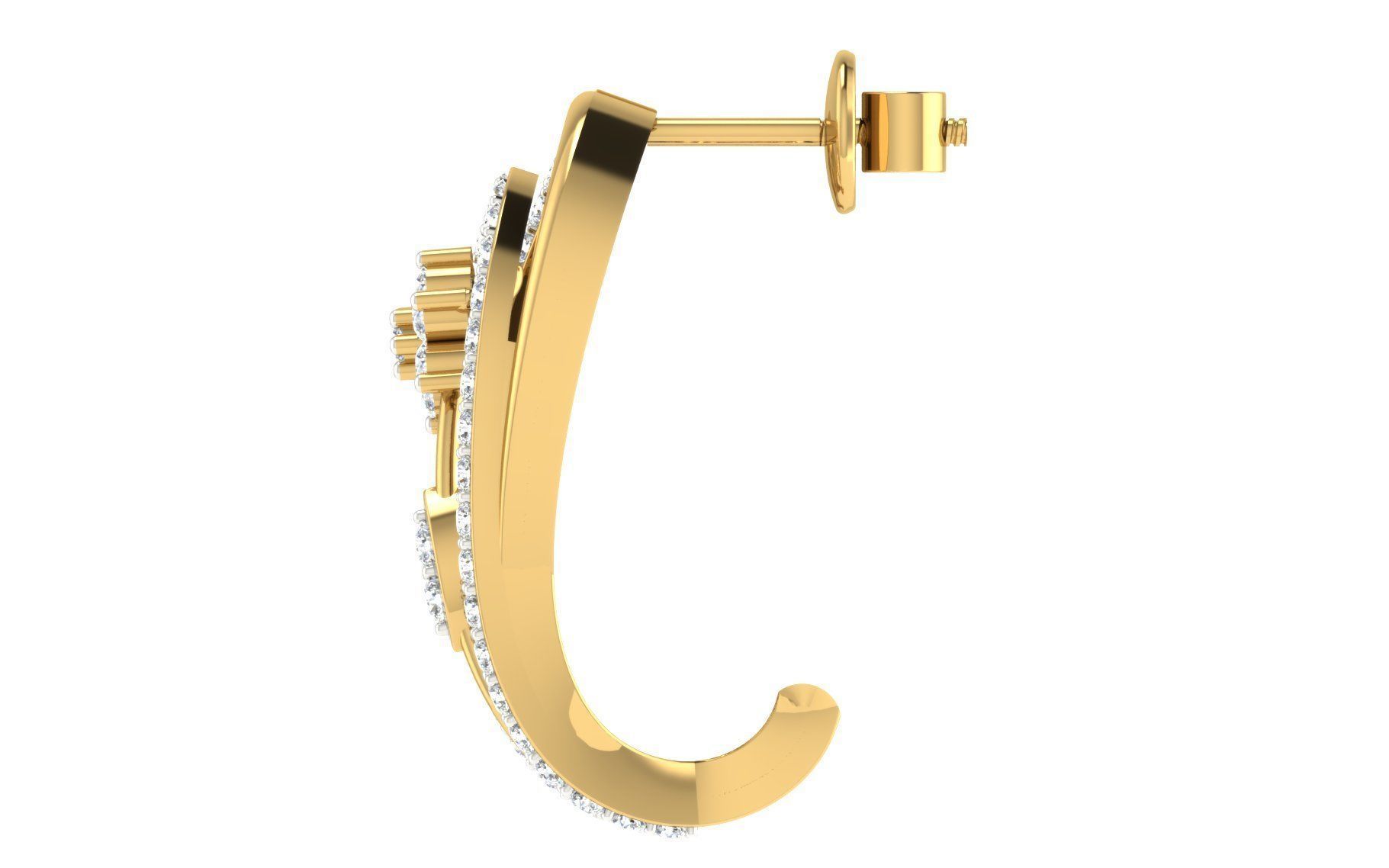 Solitaire Women Drop Earring 3dm STL OBJ FBX Render Details 3D print model_3