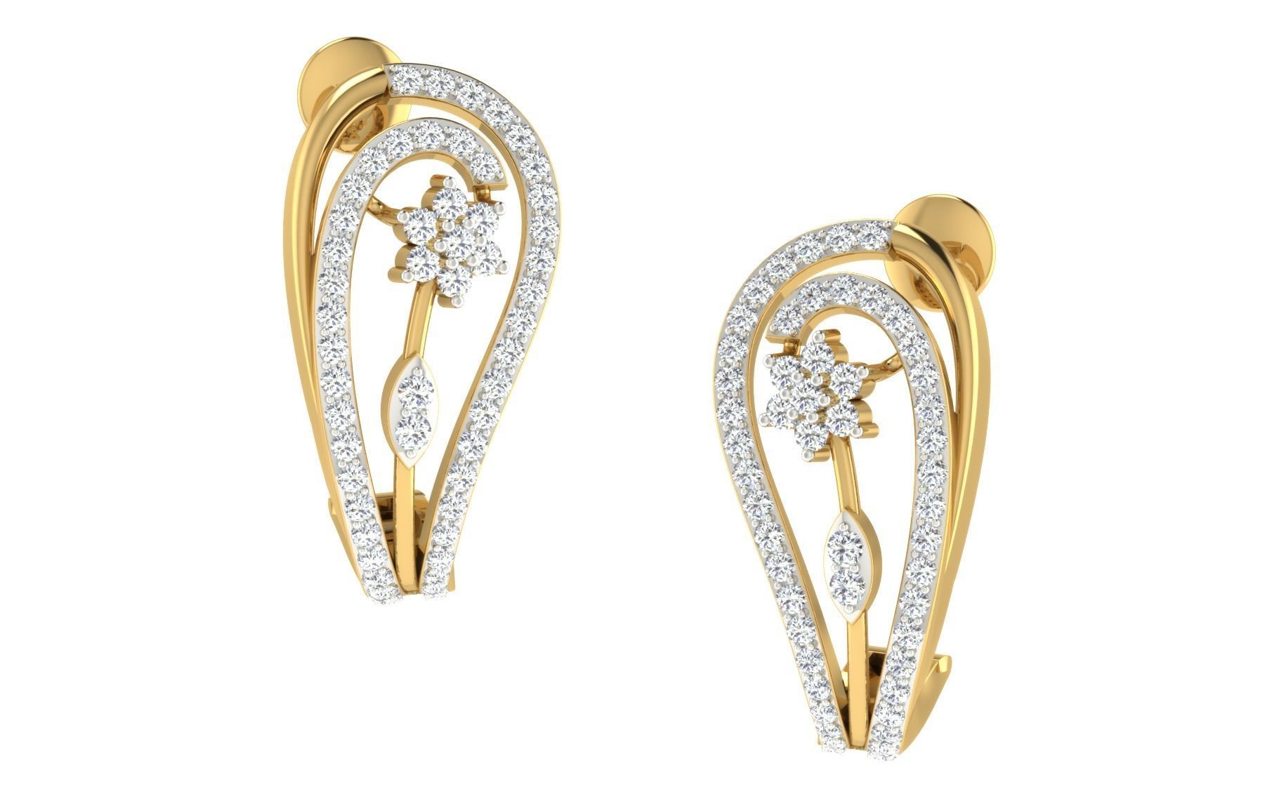 Solitaire Women Drop Earring 3dm STL OBJ FBX Render Details 3D print model_2