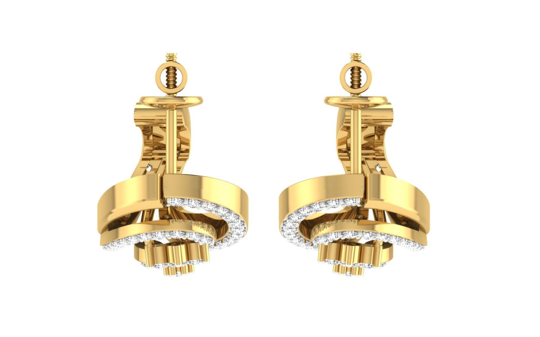 Solitaire Women Drop Earring 3dm STL OBJ FBX Render Details 3D print model_7