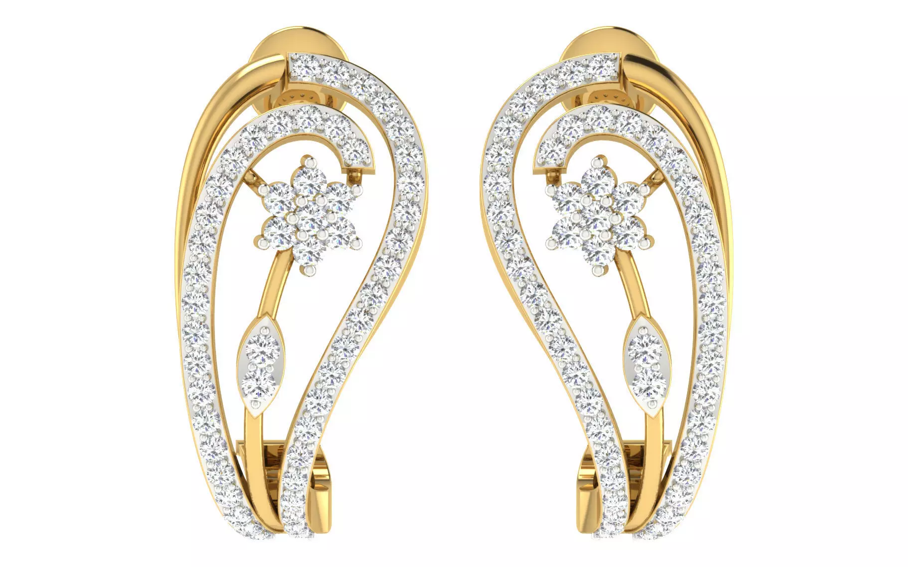 Solitaire Women Drop Earring 3dm STL OBJ FBX Render Details 3D print model_0