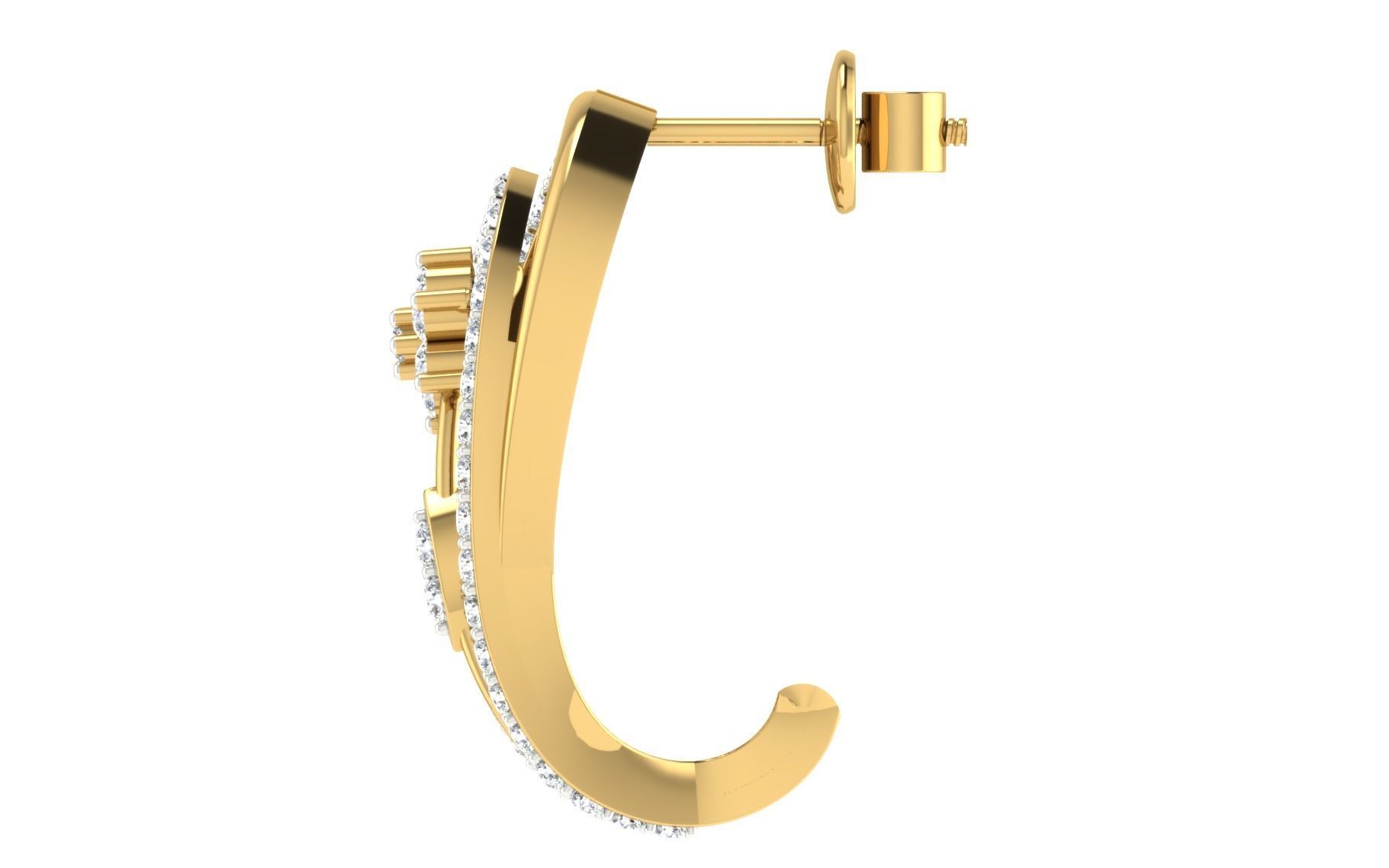 Solitaire Women Drop Earring 3dm STL OBJ FBX Render Details 3D print model_5