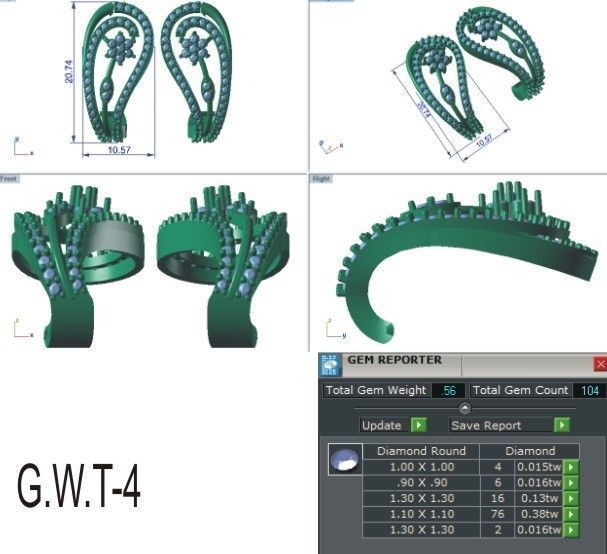 Solitaire Women Drop Earring 3dm STL OBJ FBX Render Details 3D print model_4