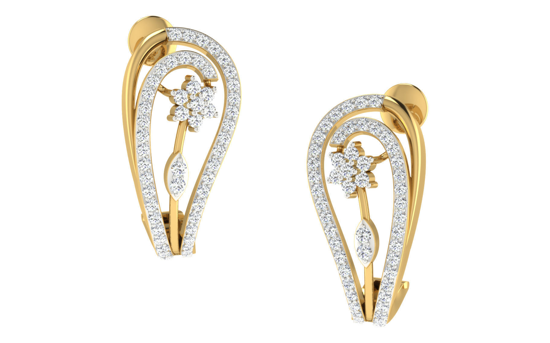 Solitaire Women Drop Earring 3dm STL OBJ FBX Render Details 3D print model_1