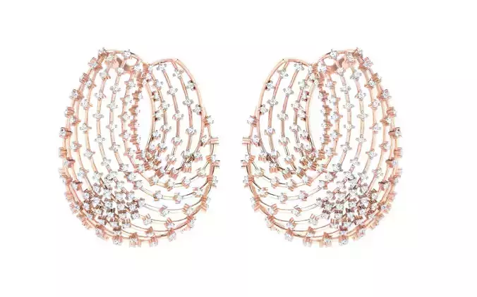 Solitaire Women Flower Earring 3dm STL OBJ FBX Render Details