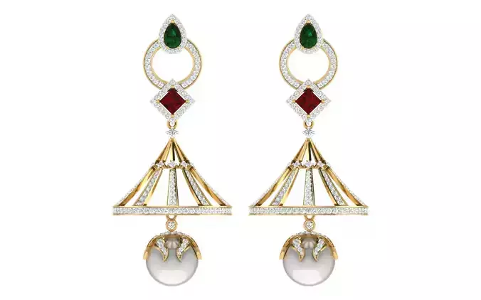 Solitaire Women Drop Earring 3dm STL OBJ FBX Render Details 3D print model