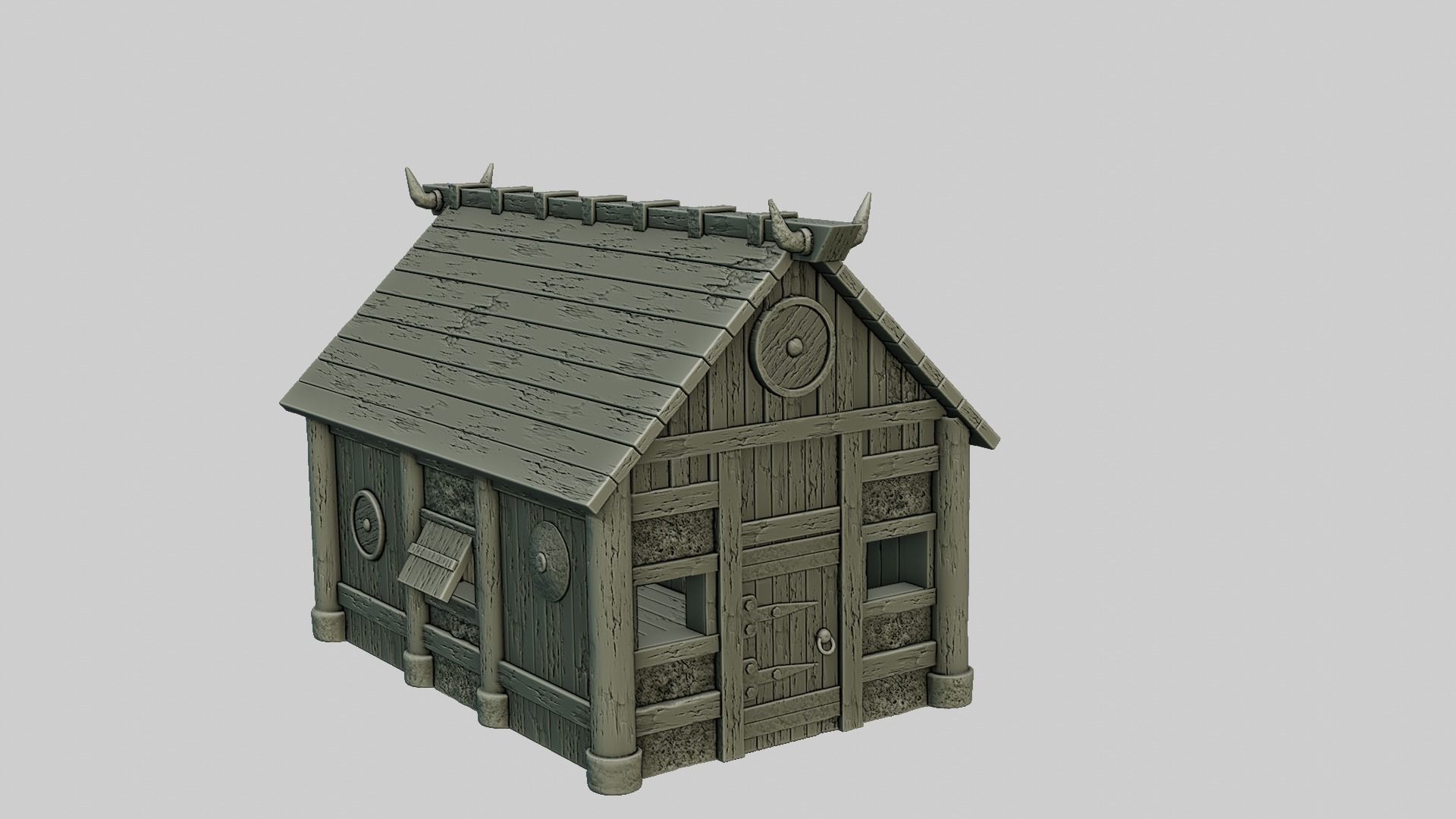 Set 5 models of Stylized Viking Village  3D print model_4