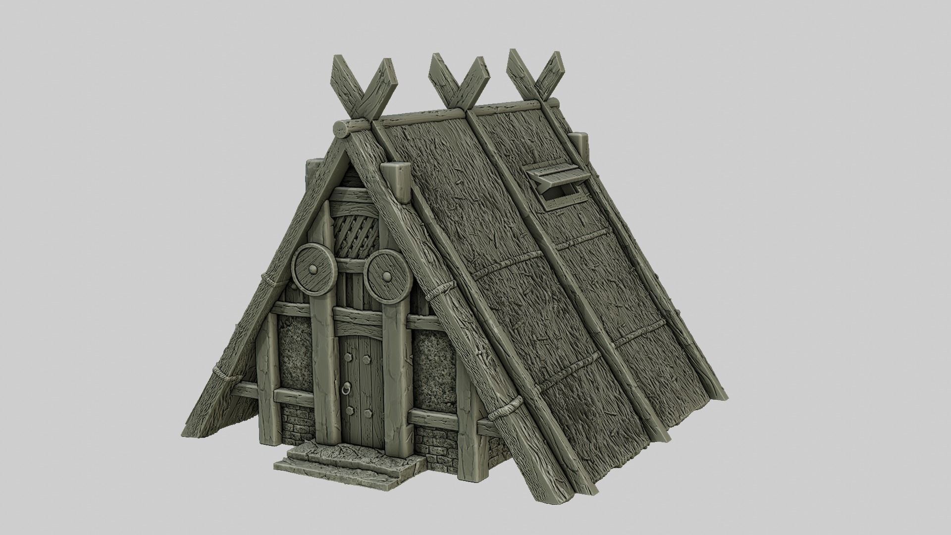 Set 5 models of Stylized Viking Village  3D print model_1