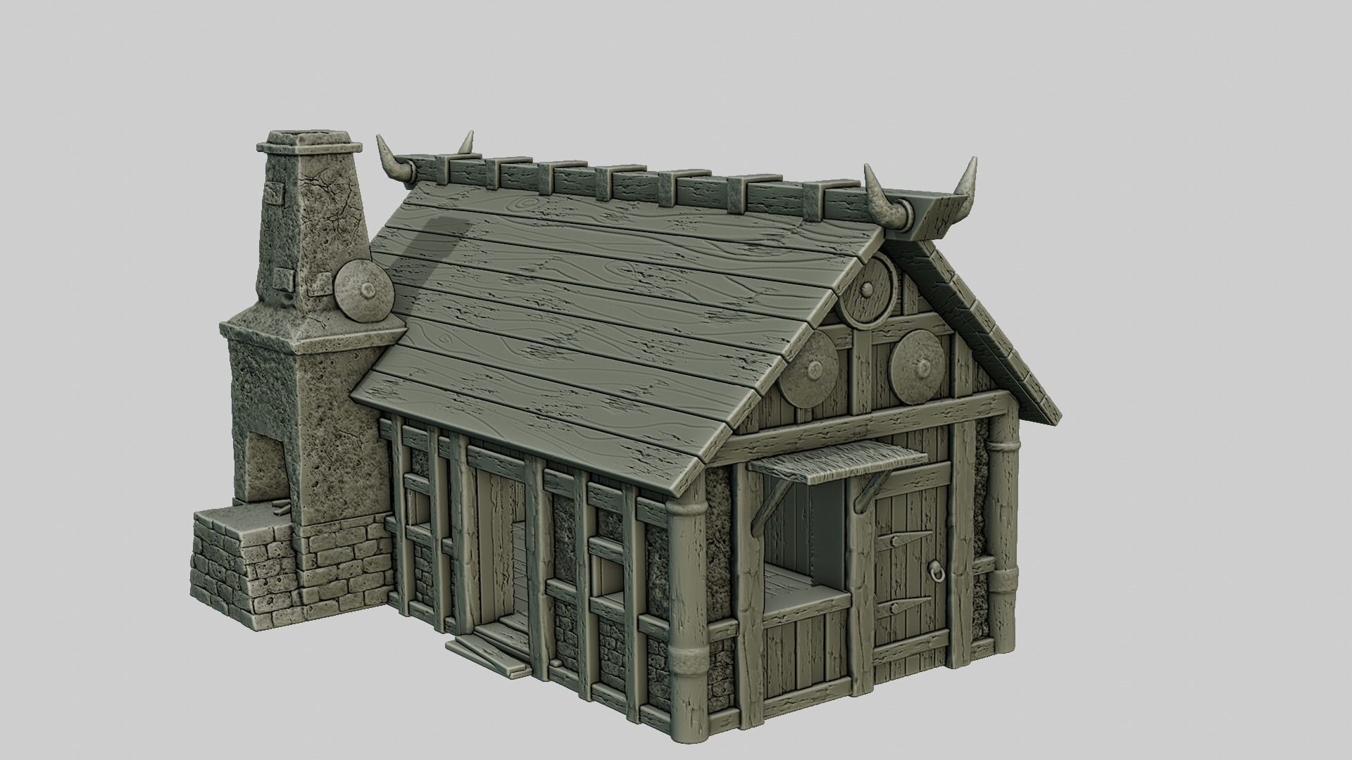 Set 5 models of Stylized Viking Village  3D print model_3