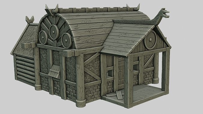 Set 5 models of Stylized Viking Village  3D print model