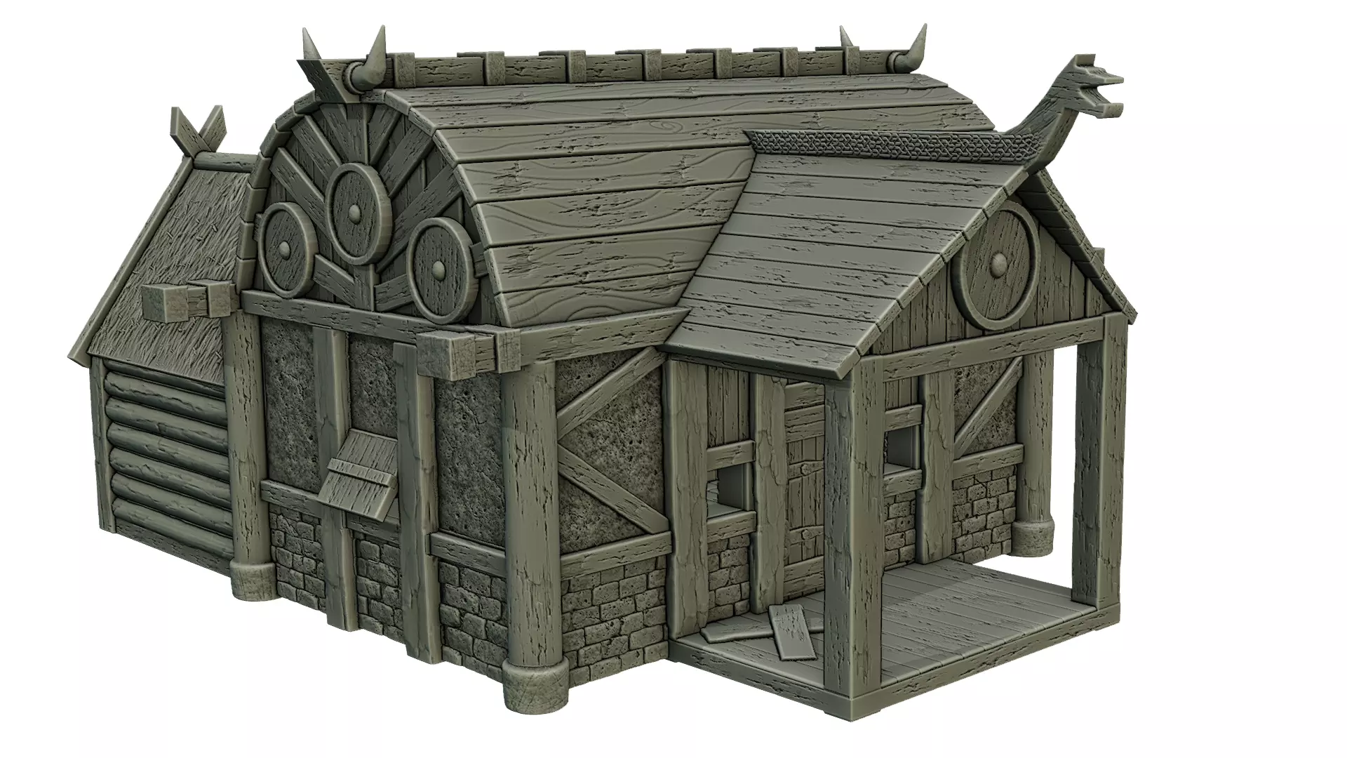Set 5 models of Stylized Viking Village  3D print model_0
