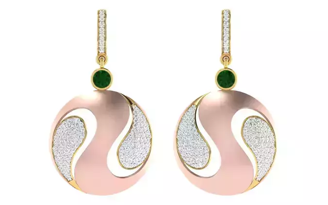 Solitaire Women Drop Earring 3dm STL OBJ FBX Render Details 3D print model