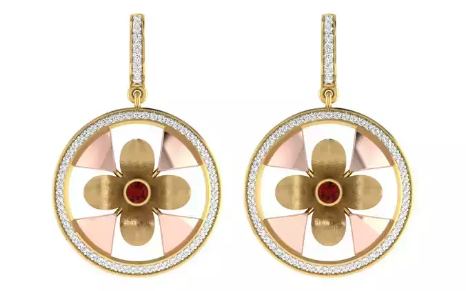 Solitaire Women Drop Earring 3dm STL OBJ FBX Render Details