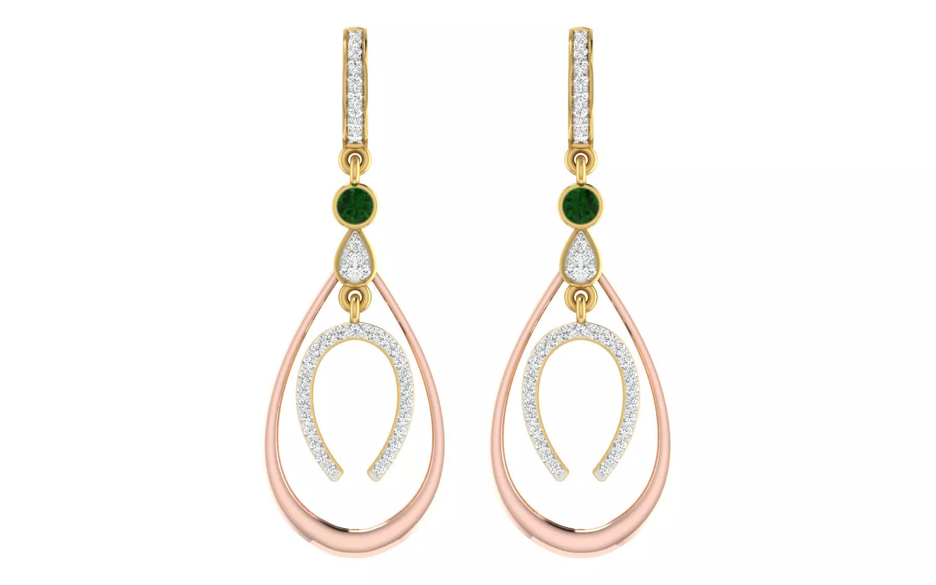 Solitaire Women Drop Earring 3dm STL OBJ FBX Render Details 3D print model