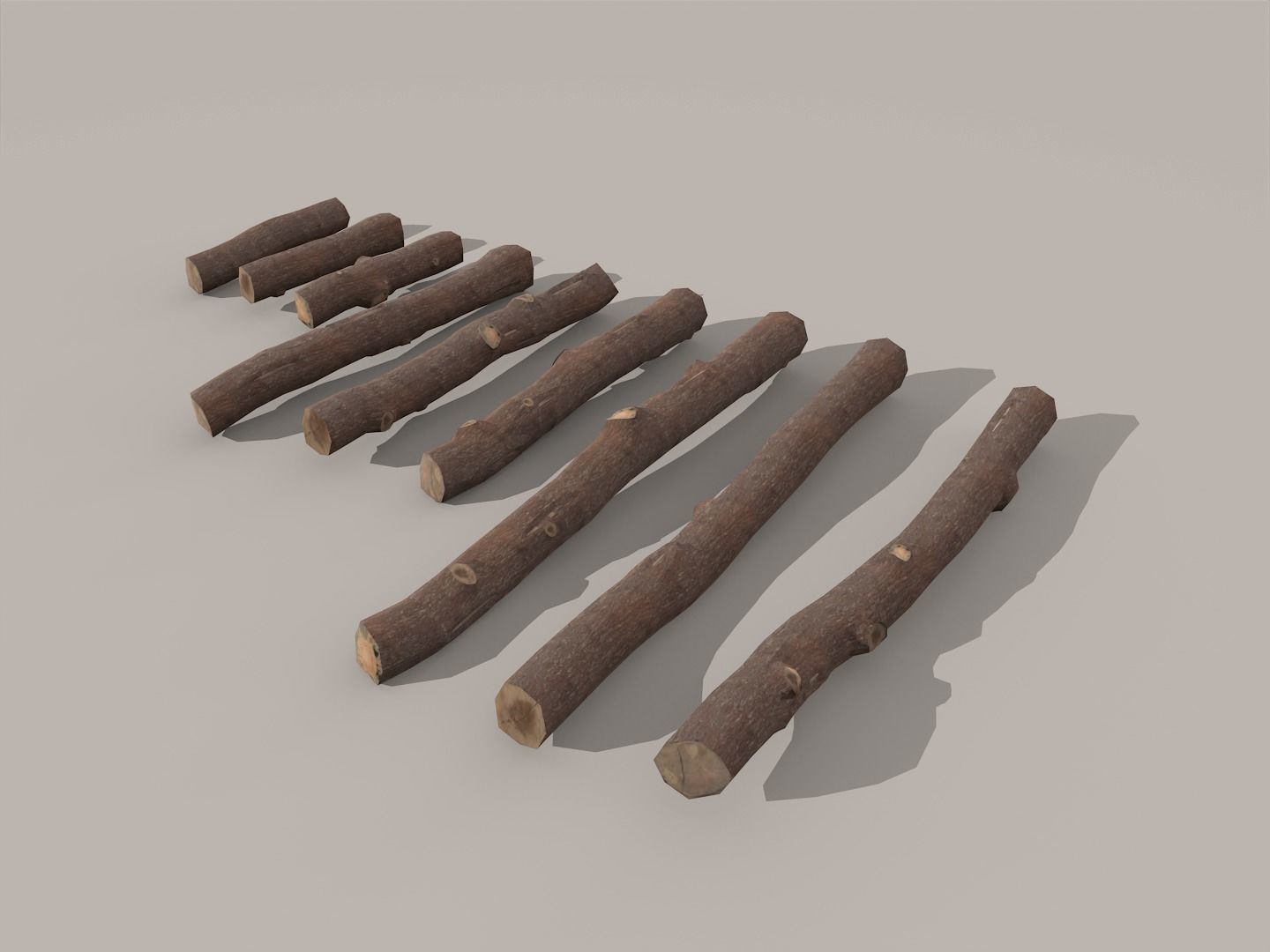 Wood logs and timber trunks - pine Low-poly 3D model_2