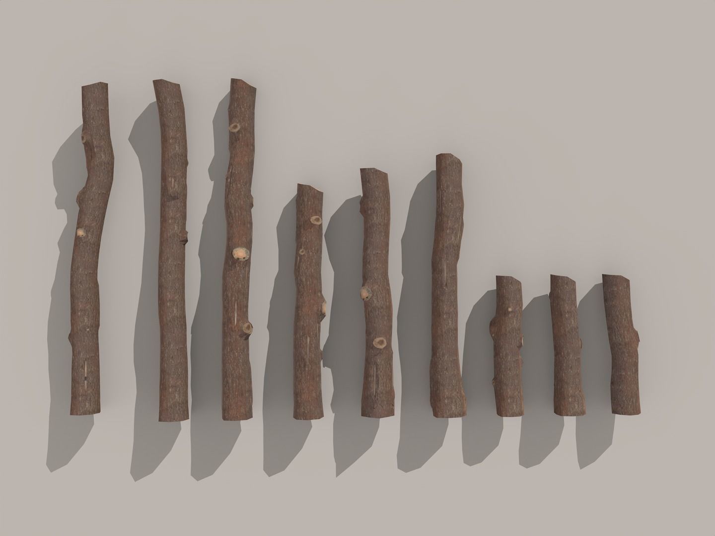 Wood logs and timber trunks - pine Low-poly 3D model_5
