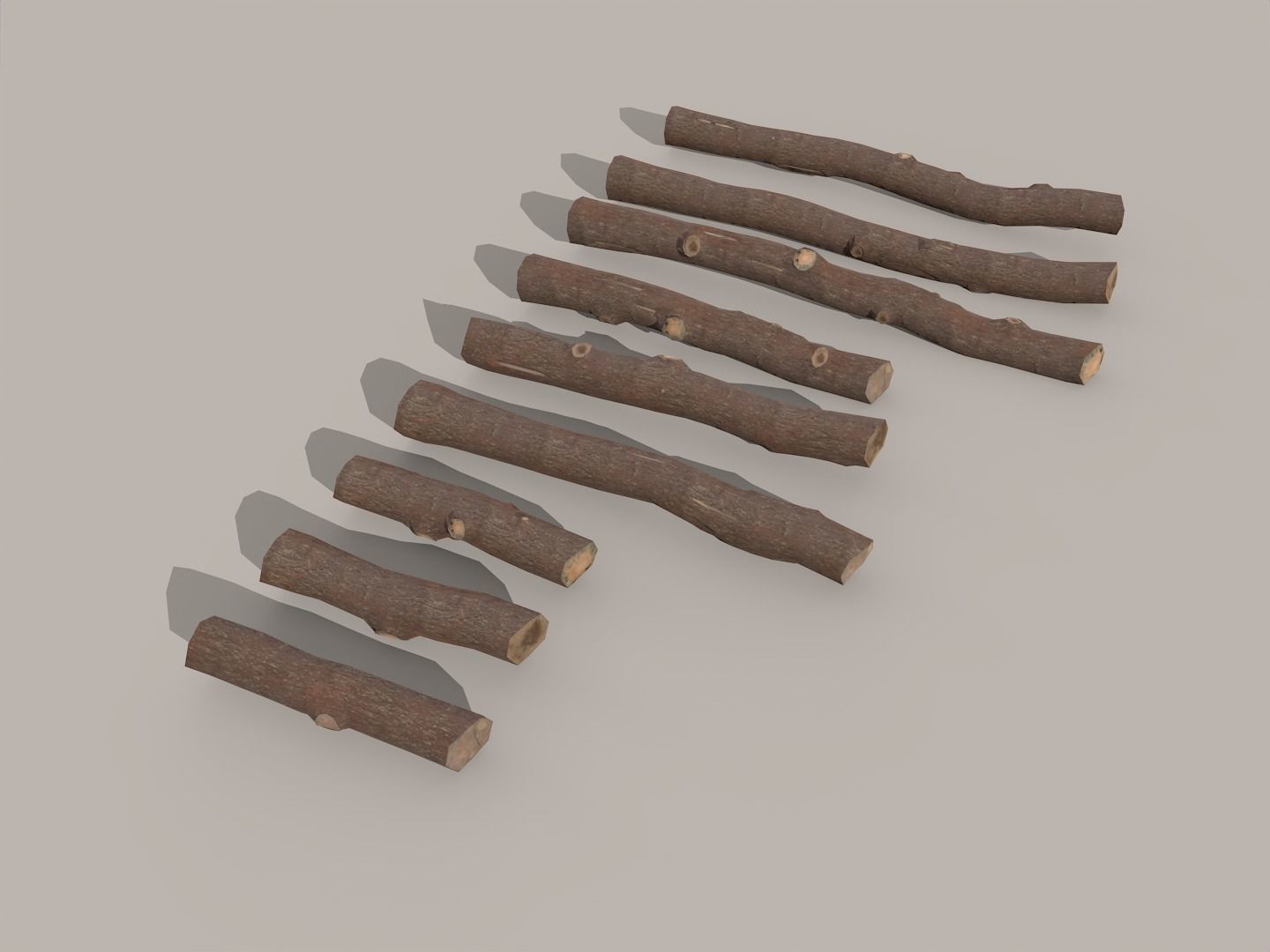Wood logs and timber trunks - pine Low-poly 3D model_6