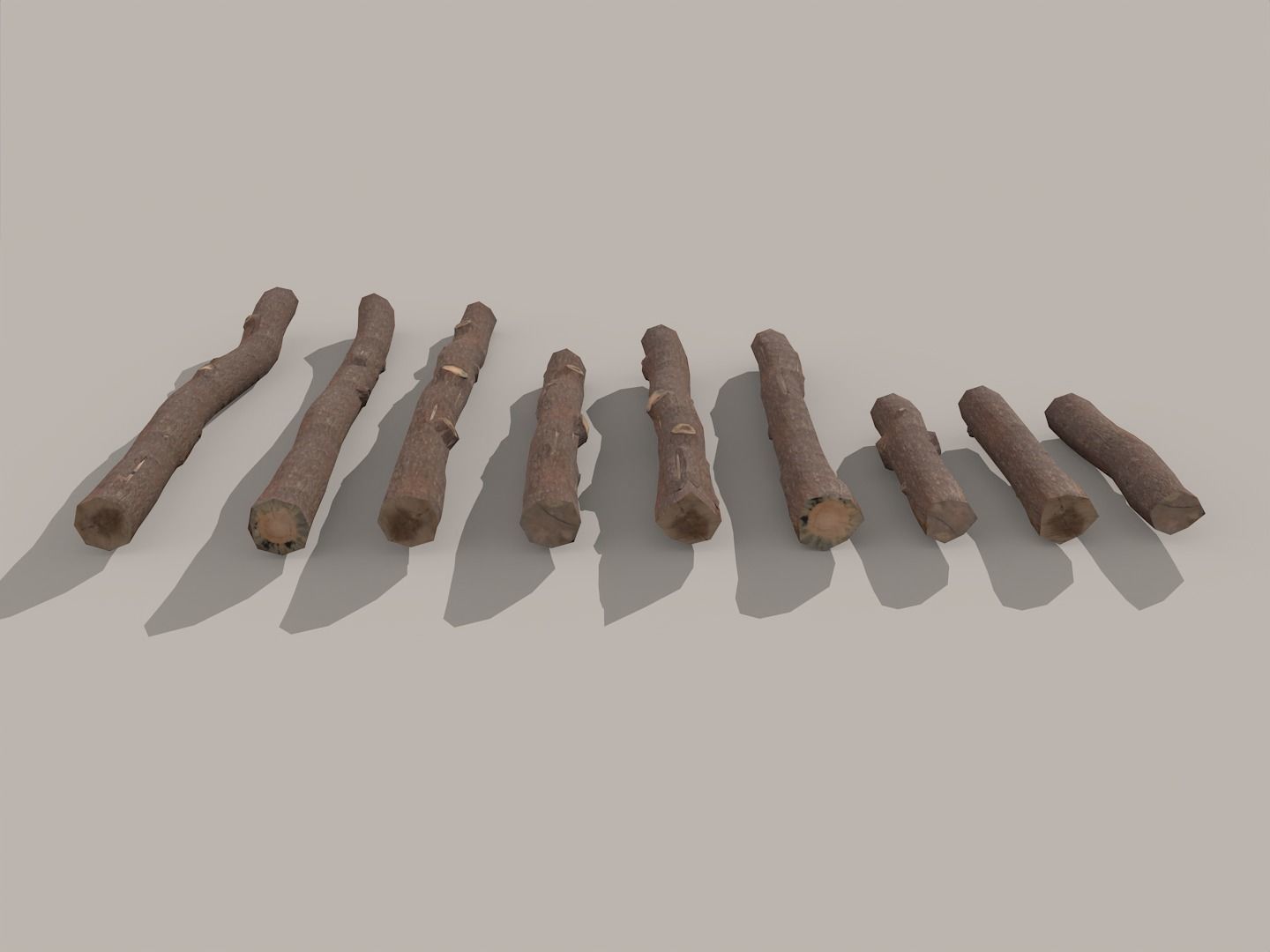 Wood logs and timber trunks - pine Low-poly 3D model_4