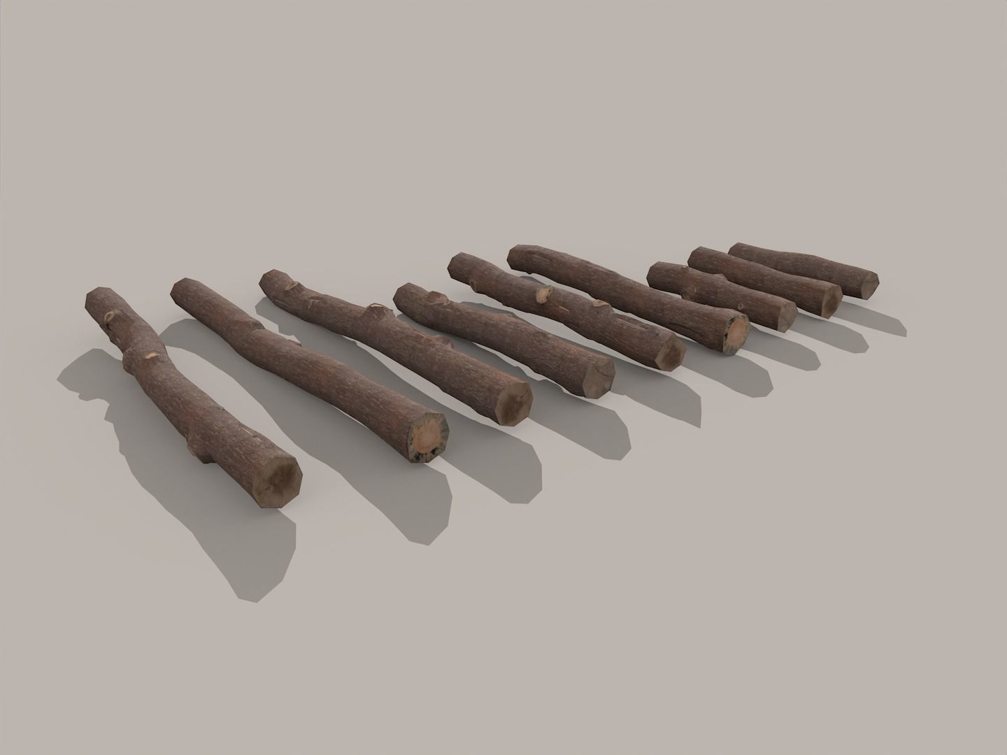 Wood logs and timber trunks - pine Low-poly 3D model_3