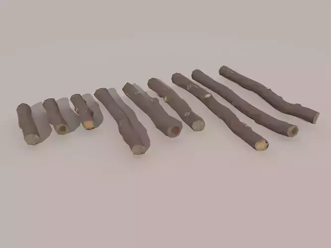 Wood logs and timber trunks - pine Low-poly 3D model