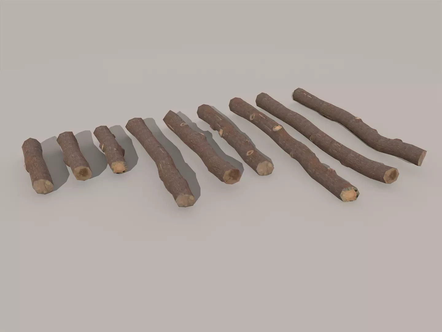 Wood logs and timber trunks - pine Low-poly 3D model_0